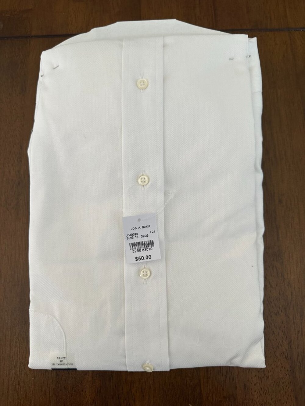 Jos. A. Bank White Trad Fit Sz 18 Button Down Men's Dress Shirt - Picture 7 of 10